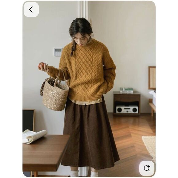 Lavane New York Women’s Marigold Mustard Yellow Chunky 3D Fisherman Knit Turtlen - Picture 13 of 15